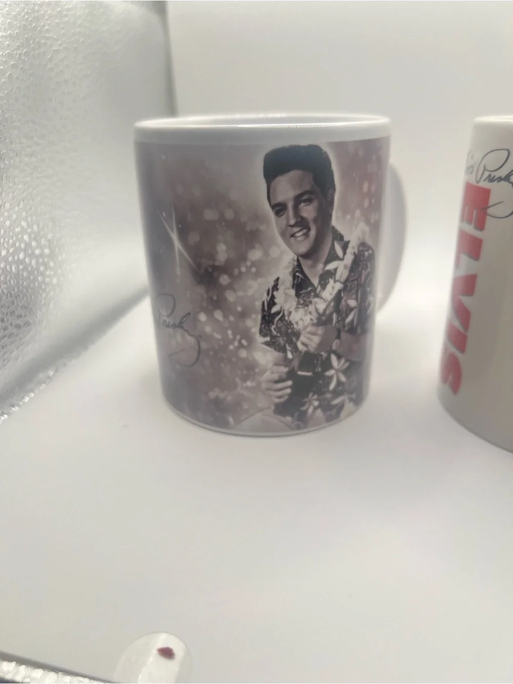 Lot of 2 Elvis Presley Coffee Mugs Signature Product Hawaii & Always